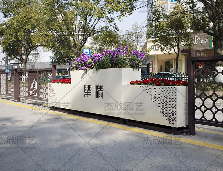 道路隔離花箱不銹鋼花箱溫州案例